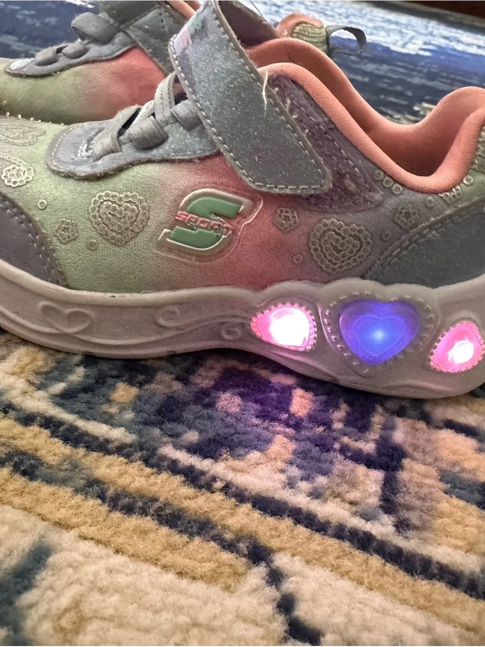 Skechers Kids Pink Hook-and-Loop Athletic Sneakers